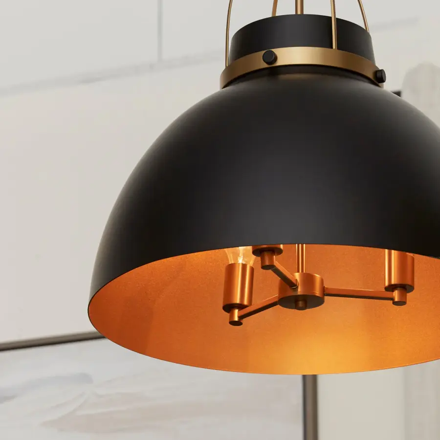 Pruitt 21" 3-Light Pendant in Matte Black & Aged Brass - Image 6