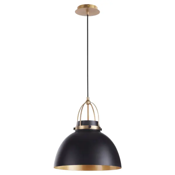 Pruitt 15" Pendant Light in Matte Black with Aged Brass - Image 1
