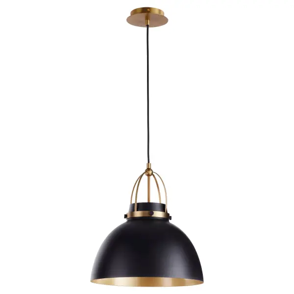 Pruitt 15" Pendant Light in Matte Black with Aged Brass - Image 2