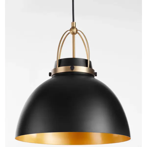 Pruitt 15" Pendant Light in Matte Black with Aged Brass - Image 4