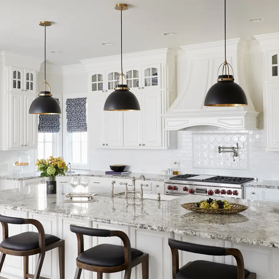 Pruitt 15" Pendant Light in Matte Black with Aged Brass - Image 6