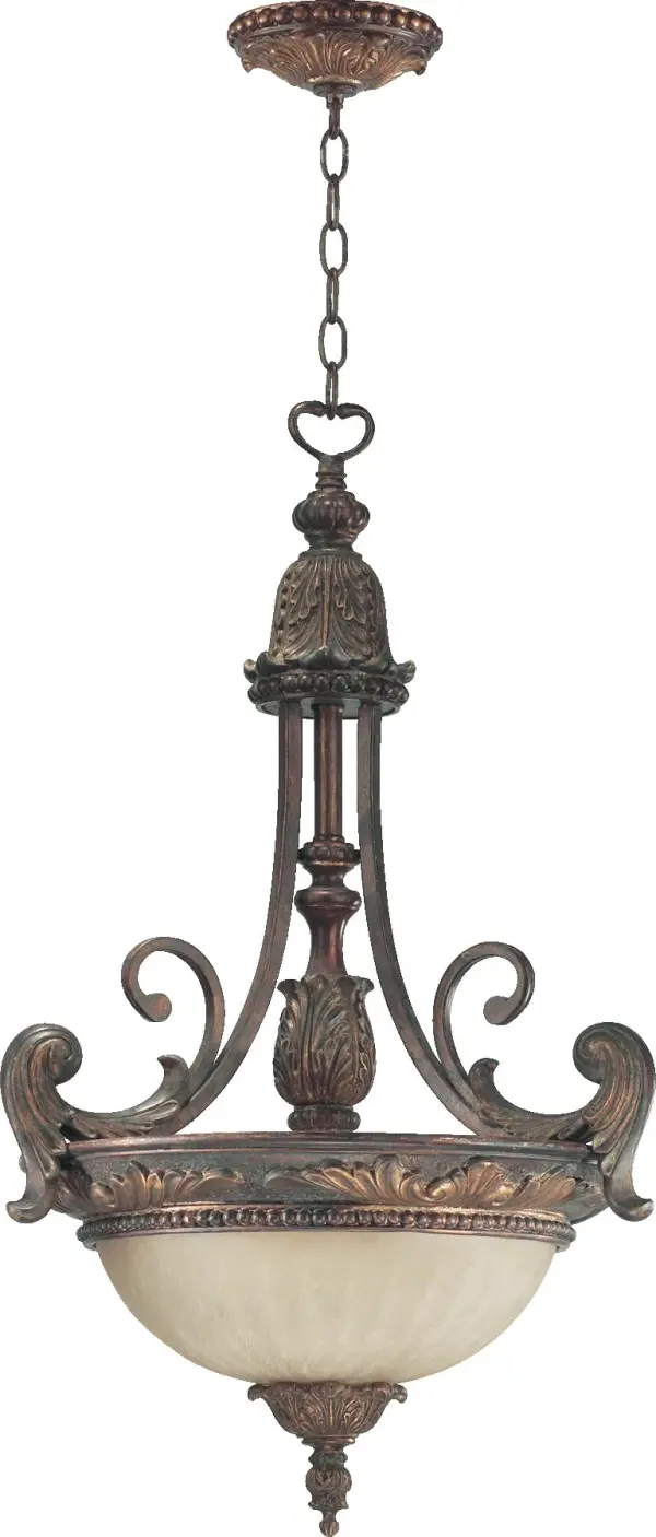 The Madeleine pendant brings 17th-century European sophistication to modern spaces with its Corsican Gold finish and intricately carved details. Perfect for those seeking authentic traditional character with museum-quality craftsmanship.
