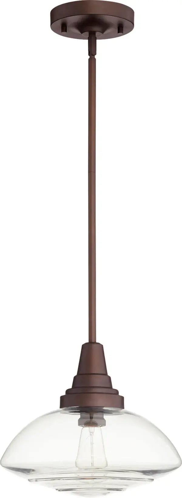 This 13-inch lenticular pendant offers a timeless design with an oiled bronze finish that complements both traditional and contemporary spaces. Its compact size makes it ideal for smaller areas or grouped installations.