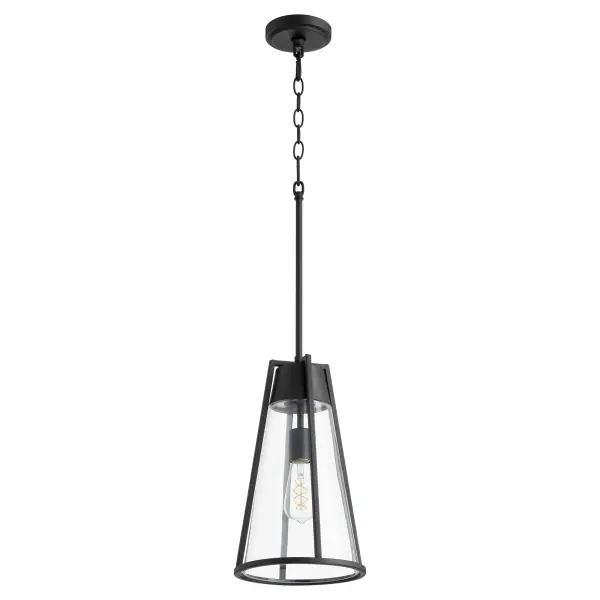 This 15" conical pendant combines industrial edge with modern farmhouse charm. The distinctive two-layer shade features a textured black upper layer and clear glass below, creating visual depth and ambient glow.