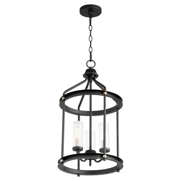 The Empire 3-Light Entry Pendant combines a sleek circular frame with black and aged brass finishes for a sophisticated transitional look. Its open design delivers balanced ambient lighting perfect for welcoming spaces.