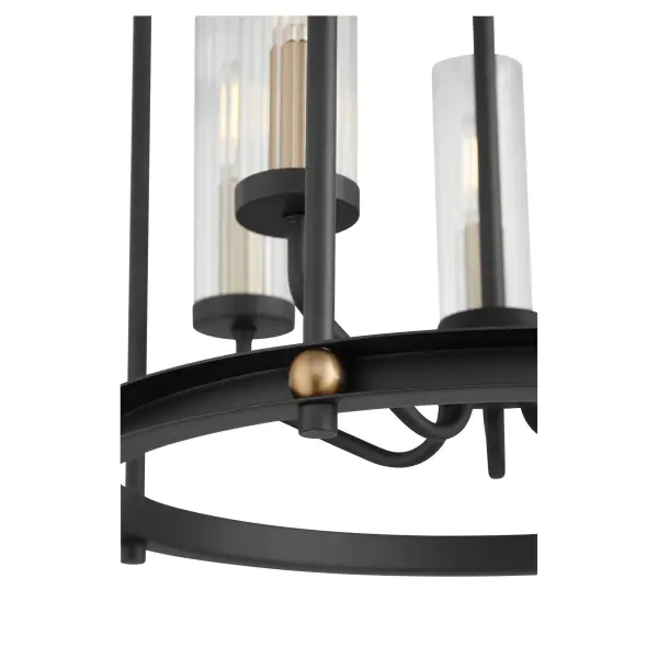The Empire 5-Light Entry Chandelier combines black and aged brass finishes in a circular frame design that delivers balanced, welcoming illumination. Its transitional style bridges traditional and modern aesthetics. - alternate view