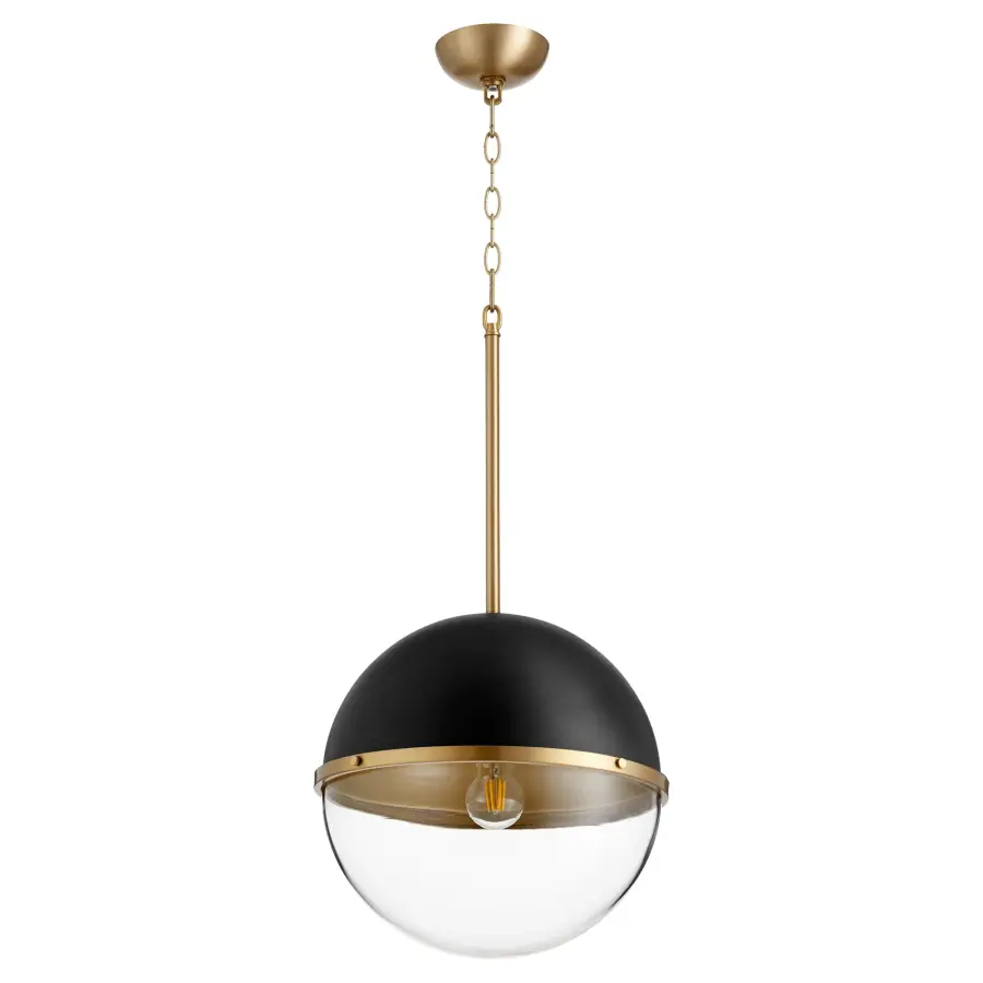 Black and Aged Brass Globe Pendant