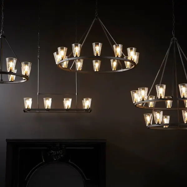 Paxton 8-Light Linear Chandelier in Noir & Aged Brass - Image 3