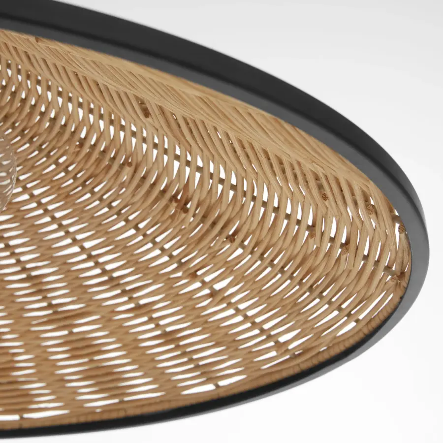 Cona 24" Wicker Pendant Light in Matte Black - Image 4
