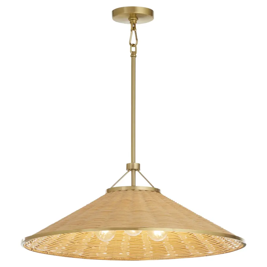 Cona 24" Wicker Pendant Light in Aged Brass - Image 2