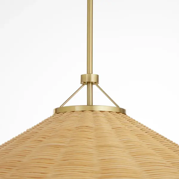 Cona 24" Wicker Pendant Light in Aged Brass - Image 4