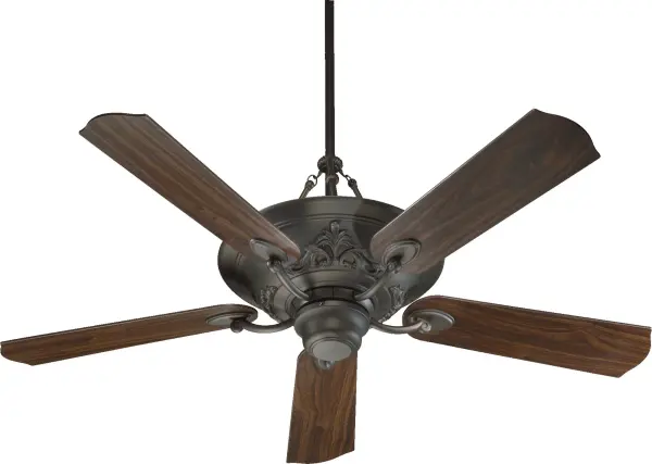 The Salon 56" ceiling fan delivers exceptional 5314 CFM airflow with classic traditional styling. Rich oiled bronze finish and walnut blades create sophisticated ambiance, while the 3-light candelabra fixture provides warm up-lighting.