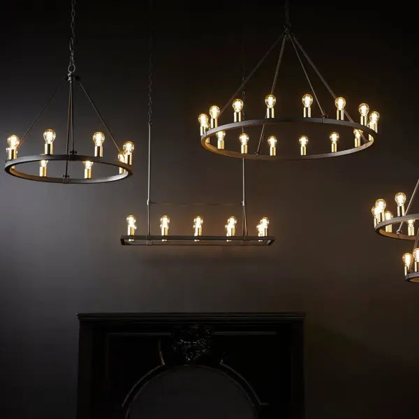 Paxton 10-Light Linear Chandelier in Black and Aged Brass - Image 3