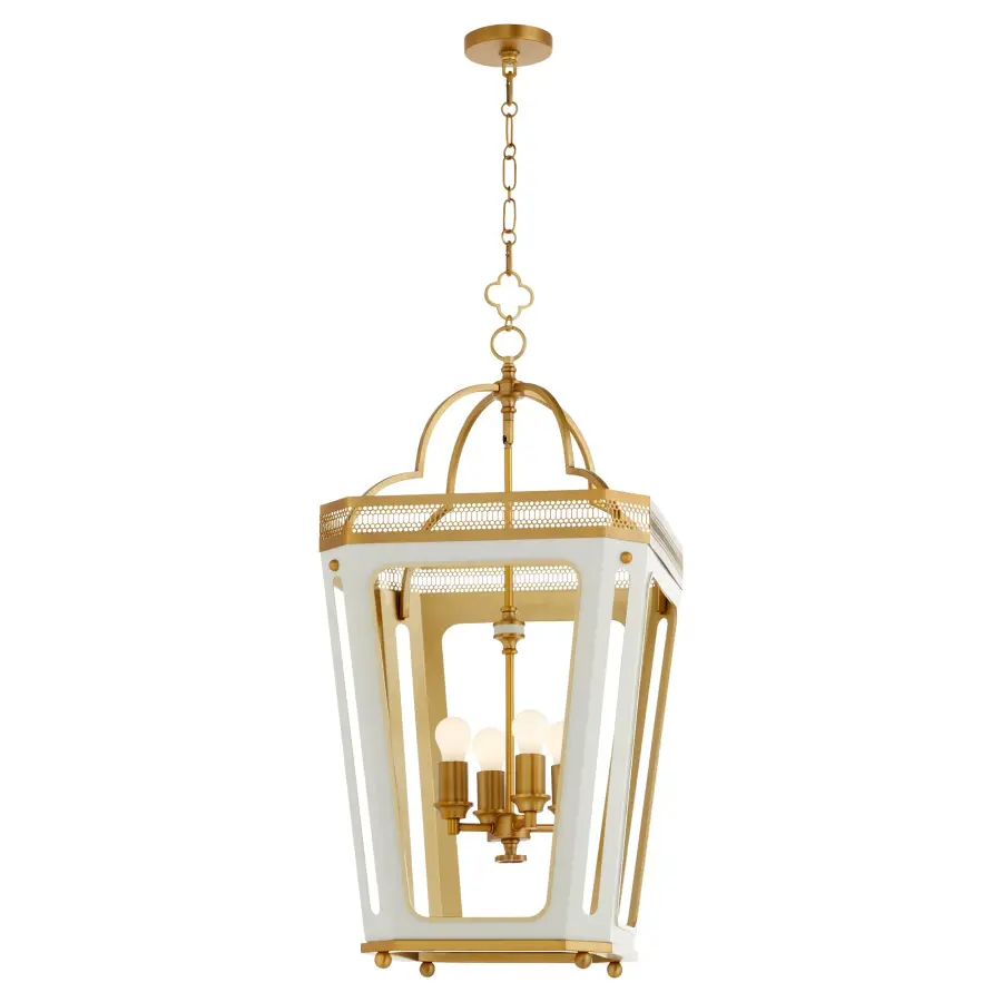 Loire 4-Light Pendant in Studio White with Brushed Brass - Image 2