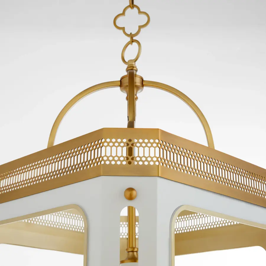 Loire 4-Light Pendant in Studio White with Brushed Brass - Image 3