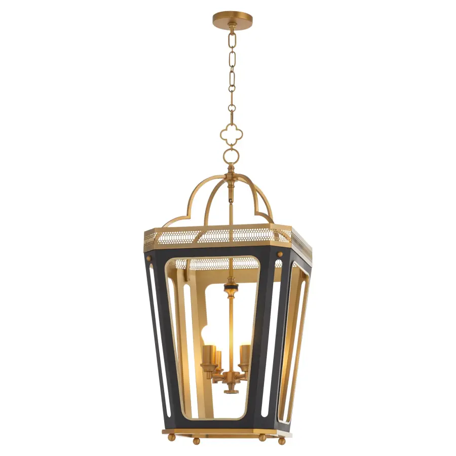 Loire 4-Light Pendant in Matte Black with Brushed Brass - Image 2