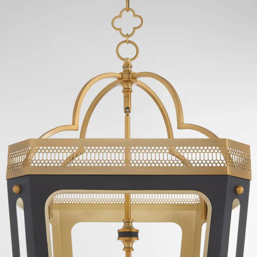 Loire 4-Light Pendant in Matte Black with Brushed Brass - Image 4