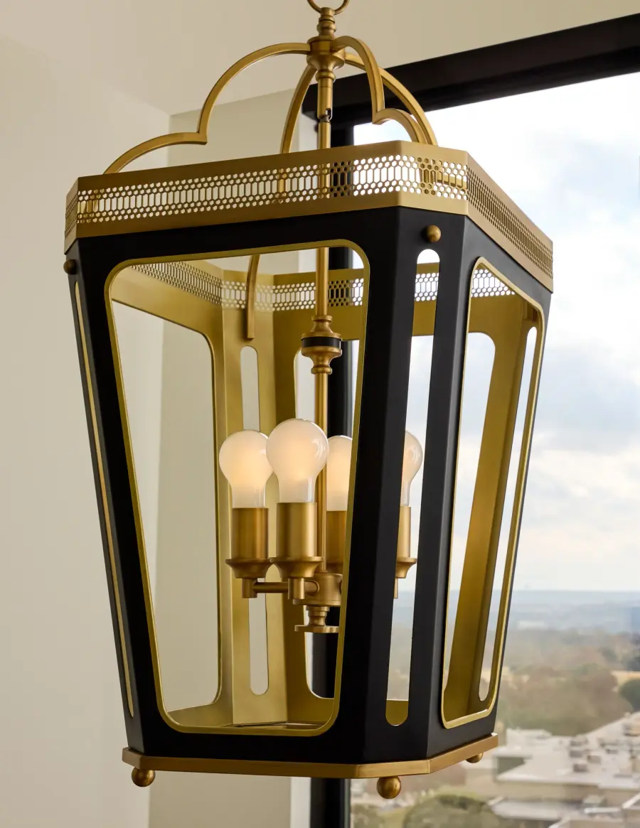 Loire 4-Light Pendant in Matte Black with Brushed Brass - Image 5