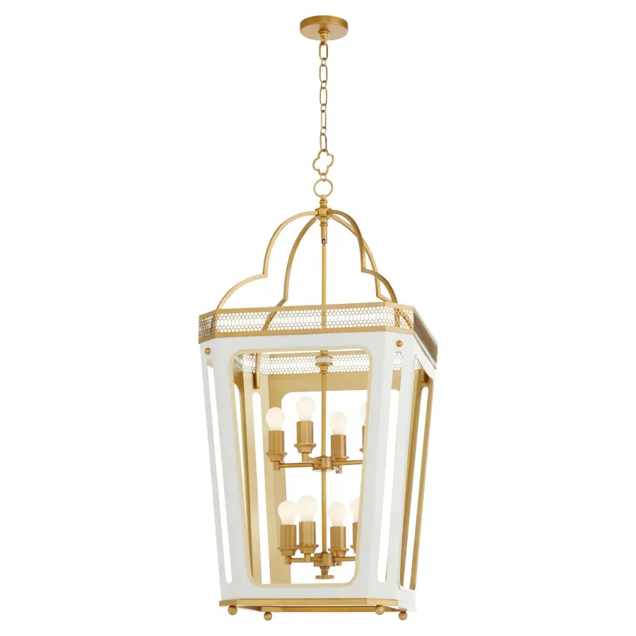 Loire 8-Light Pendant in Studio White with Brushed Brass - Image 2