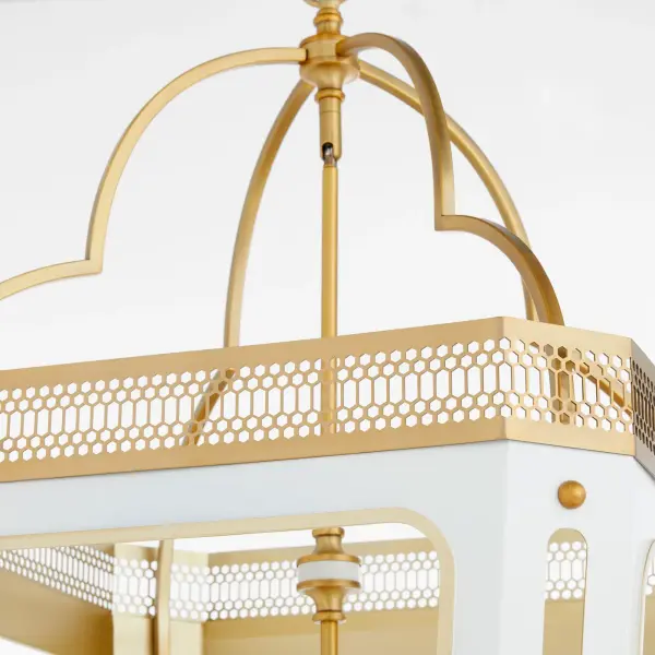 Loire 8-Light Pendant in Studio White with Brushed Brass - Image 3