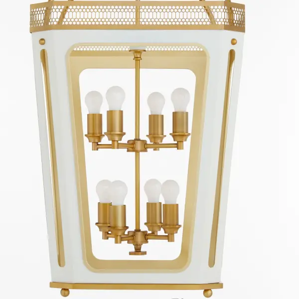 Loire 8-Light Pendant in Studio White with Brushed Brass - Image 4