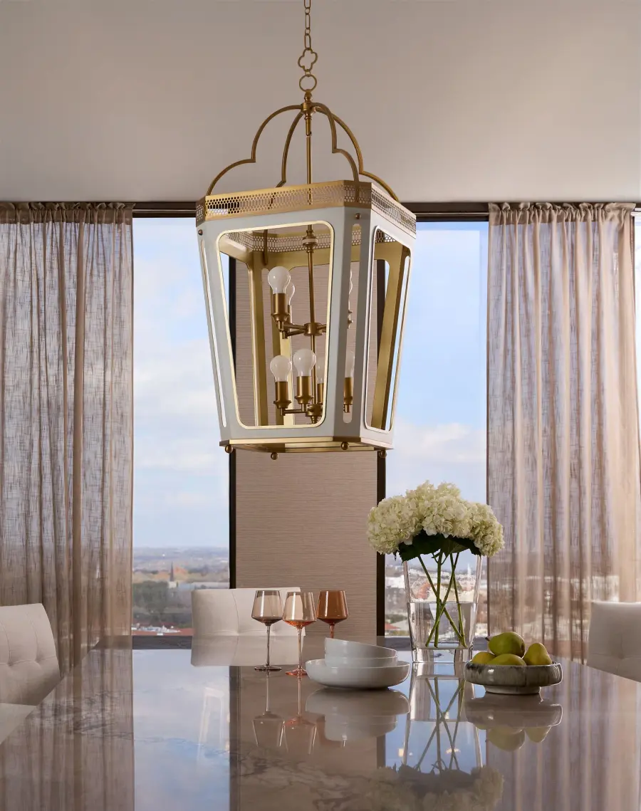 Loire 8-Light Pendant in Studio White with Brushed Brass - Image 5