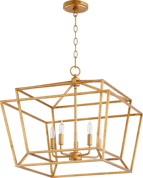 Monument 5-Light Transitional Chandelier in Gold Leaf