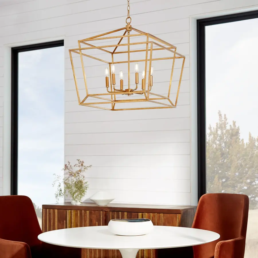Monument 6-Light Transitional Chandelier in Gold Leaf - Image 2