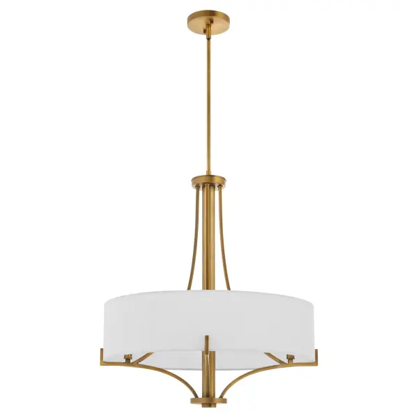 The Imperial 4-Light Pendant commands attention with its bold proportions and refined details. Featuring gently arched arms, a fluted central column, and elegant fabric crown shade, this fixture bridges traditional and contemporary design.