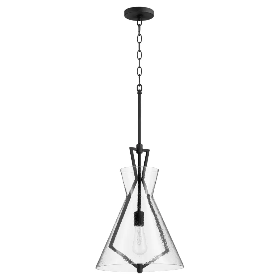 Stone Seeded Glass Black Pendant - Image 1