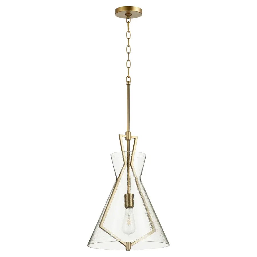Stone Seeded Glass Aged Brass Pendant - Image 1