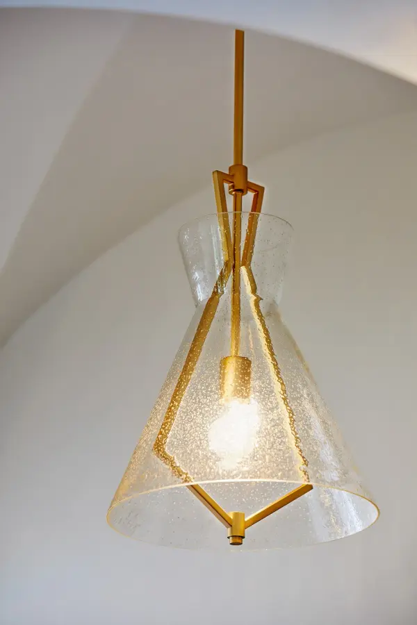 Stone Seeded Glass Aged Brass Pendant - Image 4