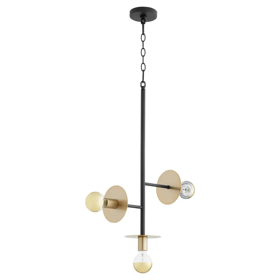 Voyager 3-Light Pendant in Textured Black & Aged Brass - Image 1