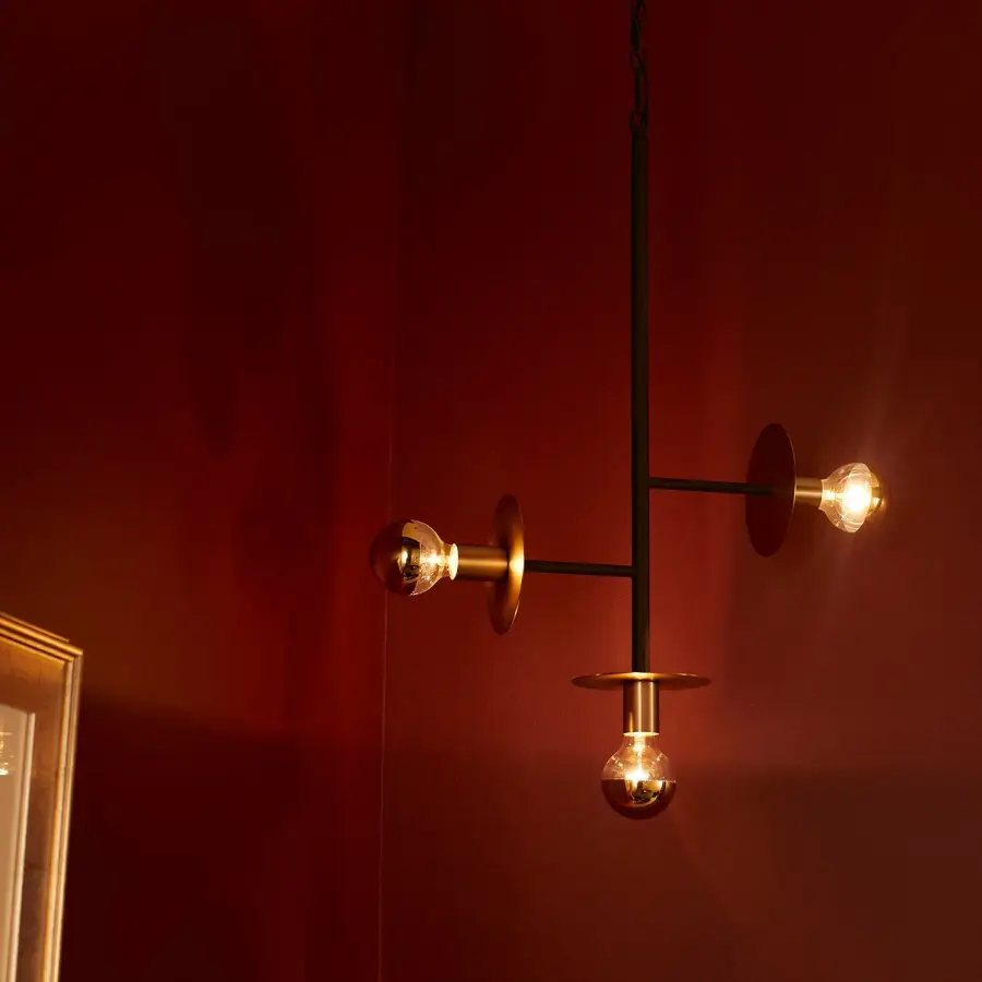 Voyager 3-Light Pendant in Textured Black & Aged Brass - Image 2