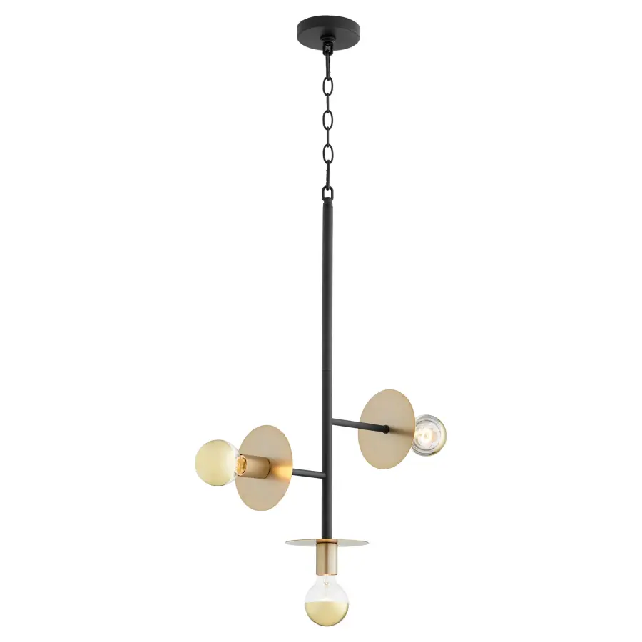 Voyager 3-Light Pendant in Textured Black & Aged Brass - Image 5