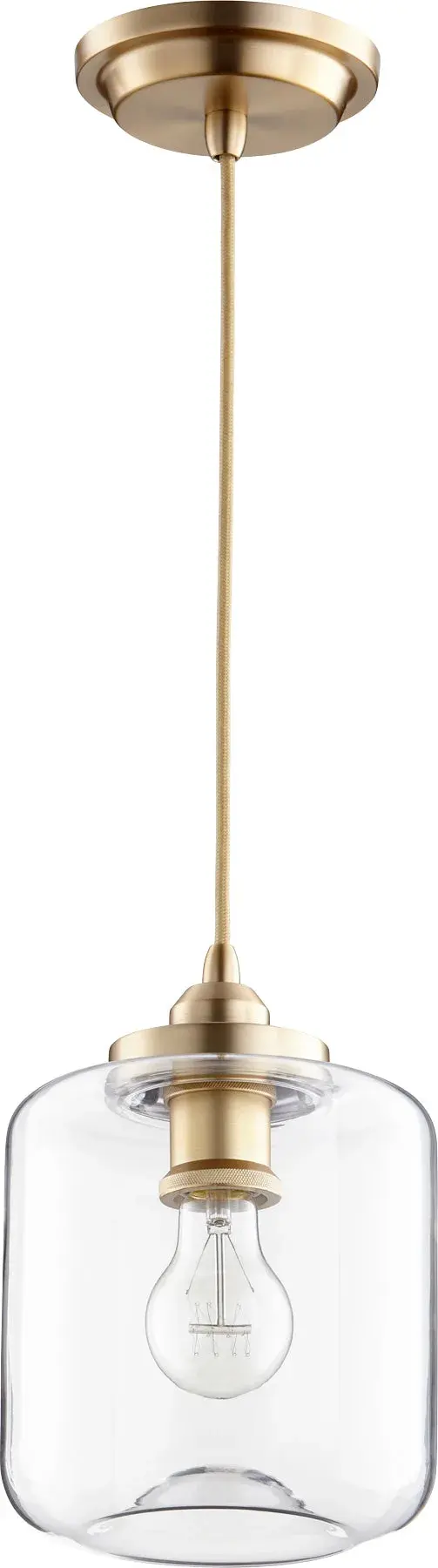 Clear Glass Mini Pendant - Aged Brass