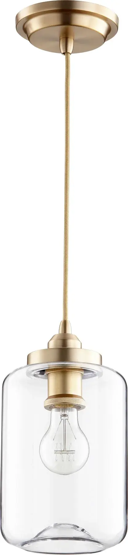 Aged Brass Transitional Mini Pendant with Clear Glass - Image 1