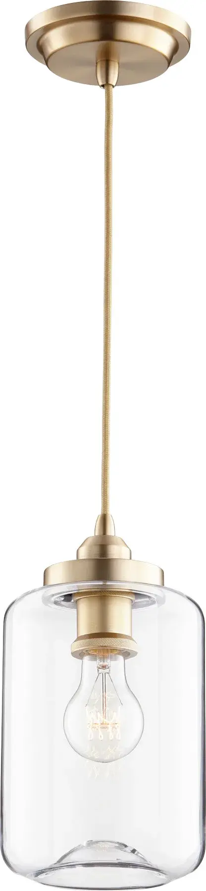 Aged Brass Transitional Mini Pendant with Clear Glass - Image 2
