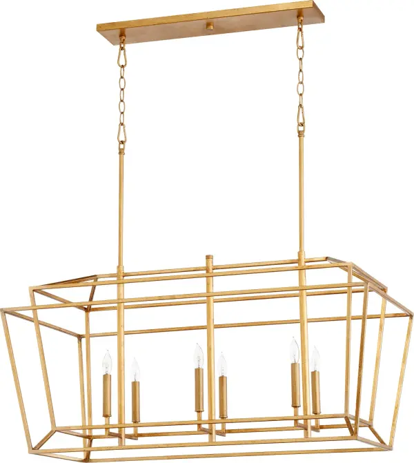 The Monument series combines geometric profiles with an open-air dual-layered frame design. Features three interchangeable candle sleeves (noir, satin nickel, aged brass) for customizable styling. Perfect for kitchen islands, dining rooms, or entryways.