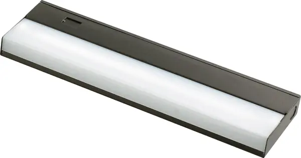 Energy-efficient 8W T5 under cabinet light in a warm oiled bronze finish. Perfect for illuminating countertops, workspaces, and shelving with focused task lighting in a compact 12-inch profile.