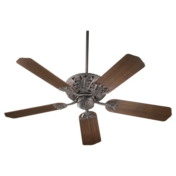 The Windsor 52" ceiling fan combines timeless traditional styling with practical functionality. Its intricate scrollwork and ornate detailing create a sophisticated focal point, while the 3-speed operation and reversible motor ensure year-round comfort in larger spaces.
