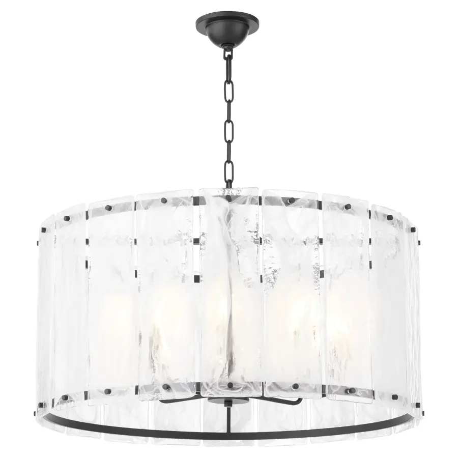 Dramatic 8-Light Statement Piece with Glacier-Inspired Glass Panels - Image 2