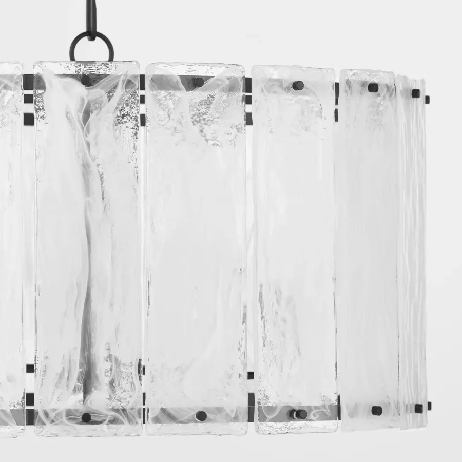 Dramatic 8-Light Statement Piece with Glacier-Inspired Glass Panels - Image 3
