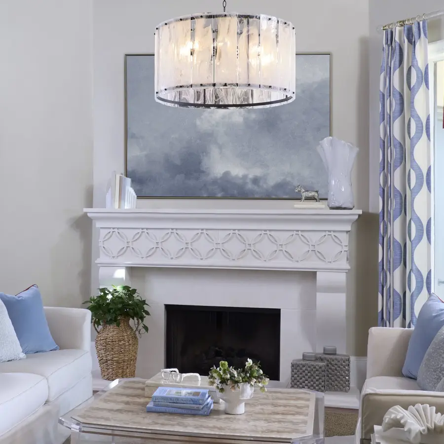 Dramatic 8-Light Statement Piece with Glacier-Inspired Glass Panels - Image 5