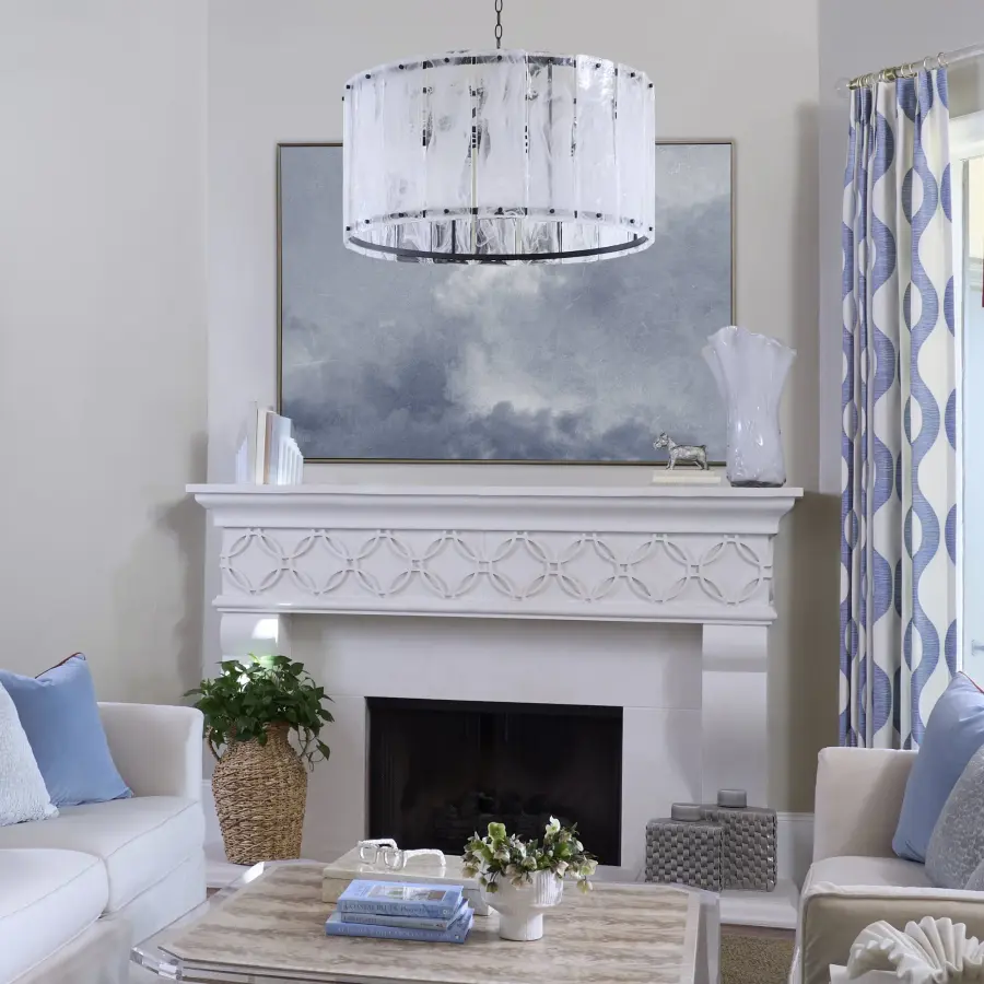 Dramatic 8-Light Statement Piece with Glacier-Inspired Glass Panels - Image 6