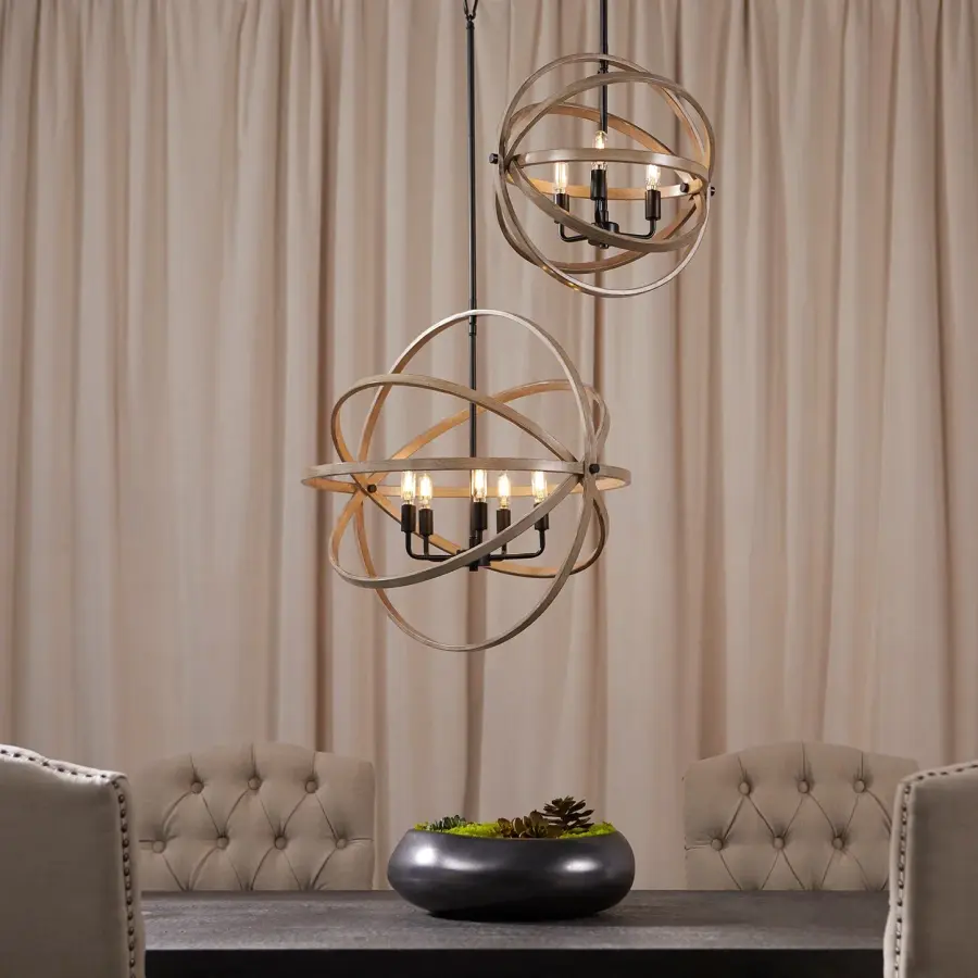 Driftwood 3-Light Sphere Pendant in Textured Black - Image 2