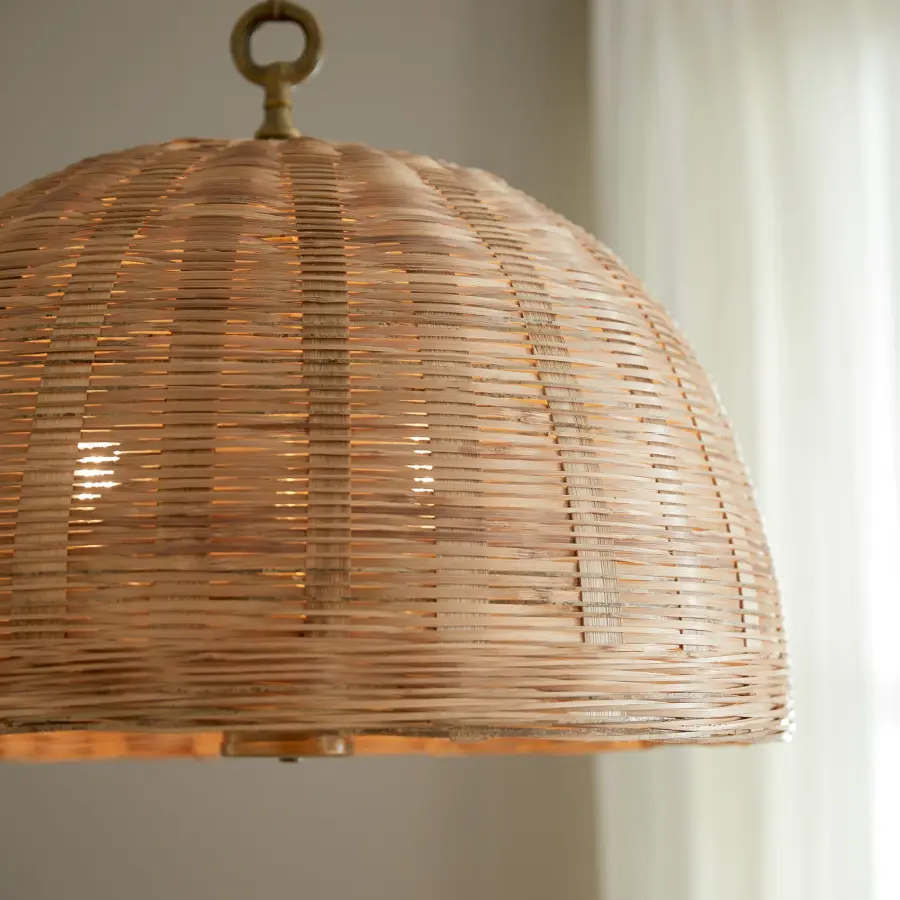 24" Wicker Bell Pendant in Artisan Brass - Image 5