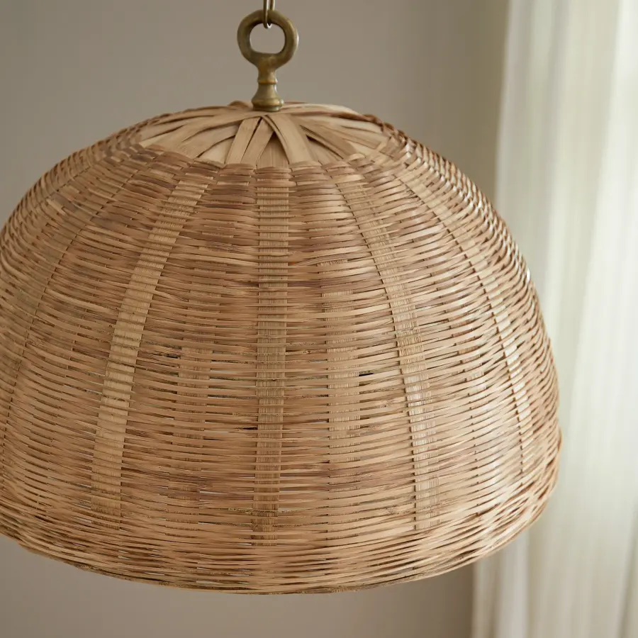 24" Wicker Bell Pendant in Artisan Brass - Image 6