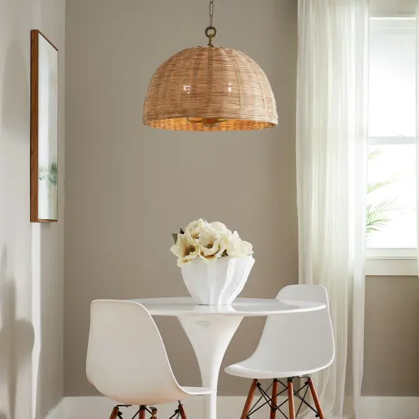 24" Wicker Bell Pendant in Artisan Brass - Image 8