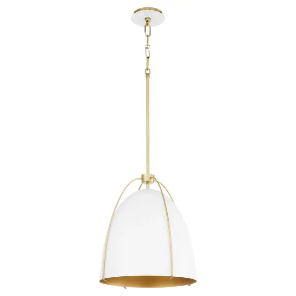 Jamie 15" Pendant Light in Studio White & Aged Brass - Image 1